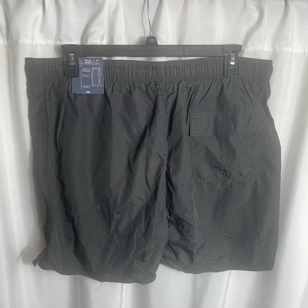 St. John's Bay Mens Size XL Black Swim Shorts with Drawstring Swim Trunks NWT